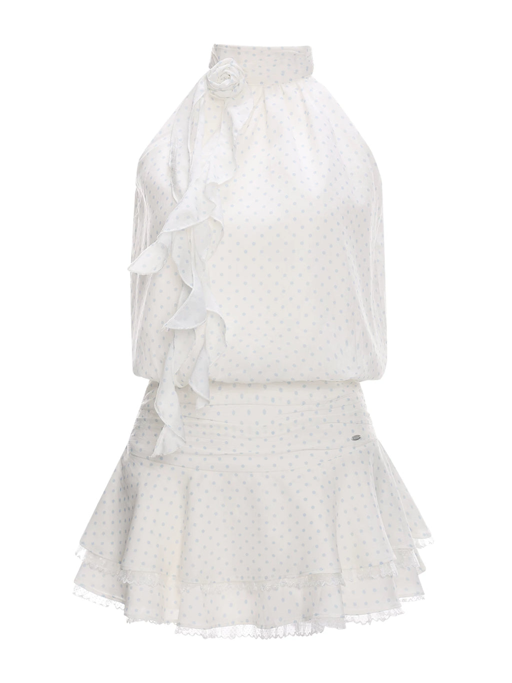 Slim-Fit Polka Dot Halter Neck Summer Dress