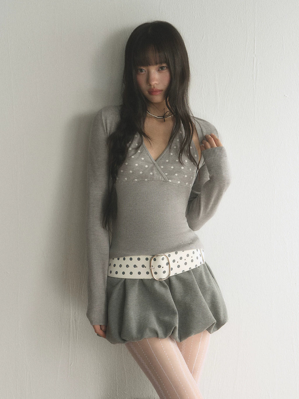 Polka Dot Halter Top & Cardigan Two-Piece Set