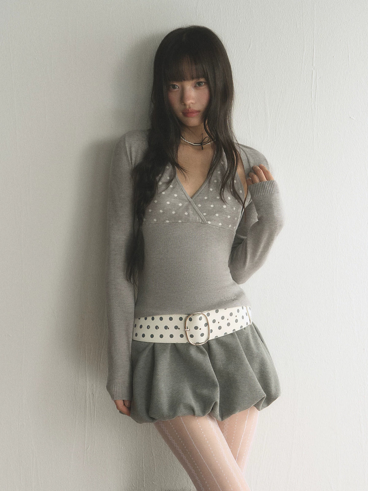 Polka Dot Halter Top & Cardigan Two-Piece Set