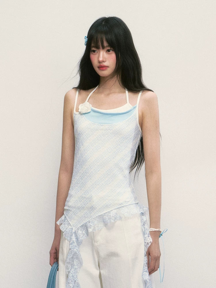 Irregular Lace Sleeveless Tank Top
