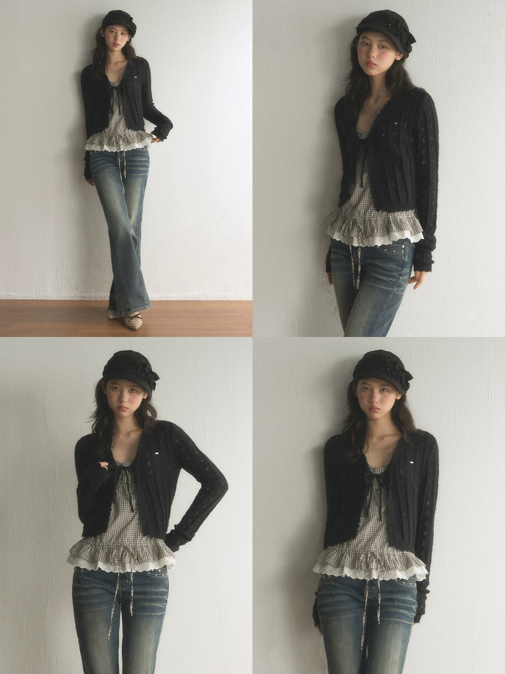 Plaid Ruffled Waist Check Cami Top