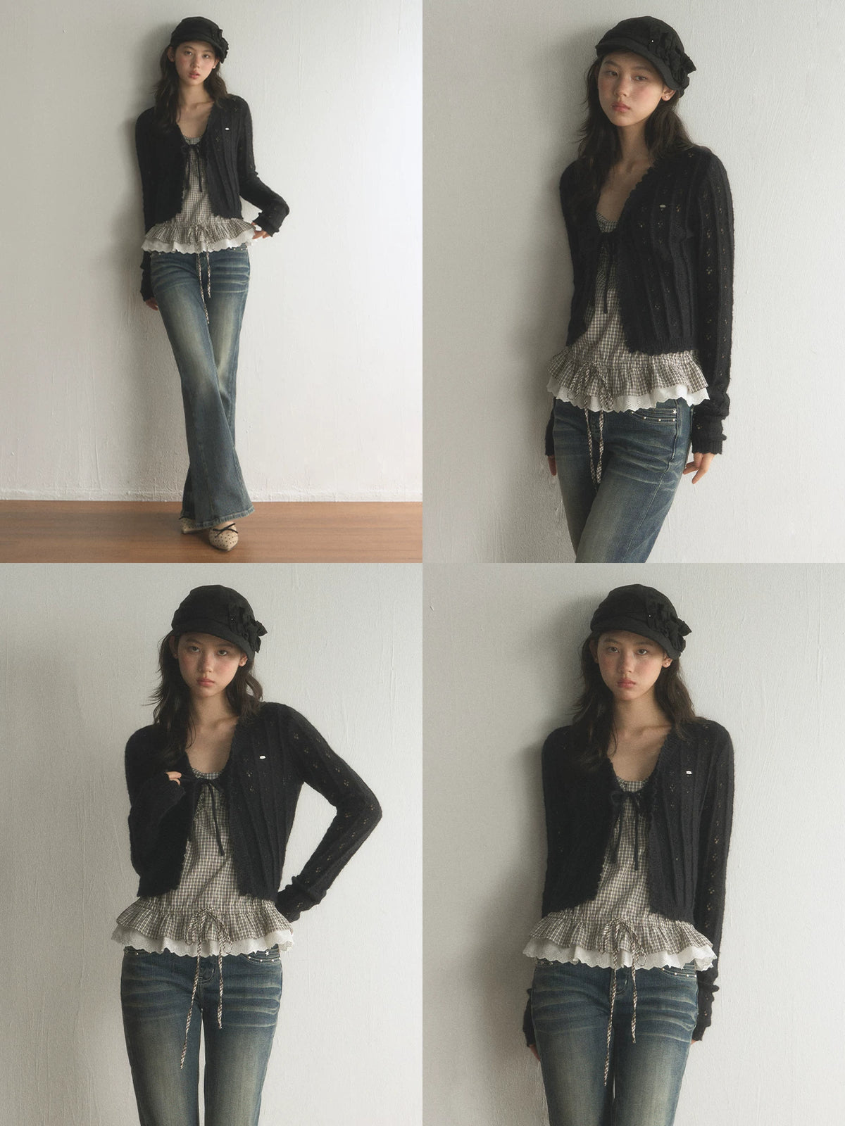 Plaid Ruffled Waist Check Cami Top