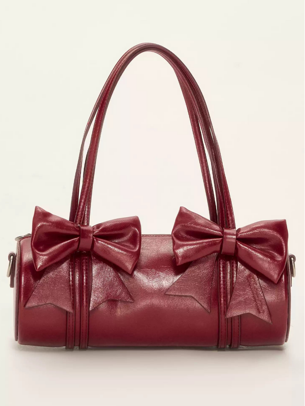 Double ribbon underarm shoulder bag in red