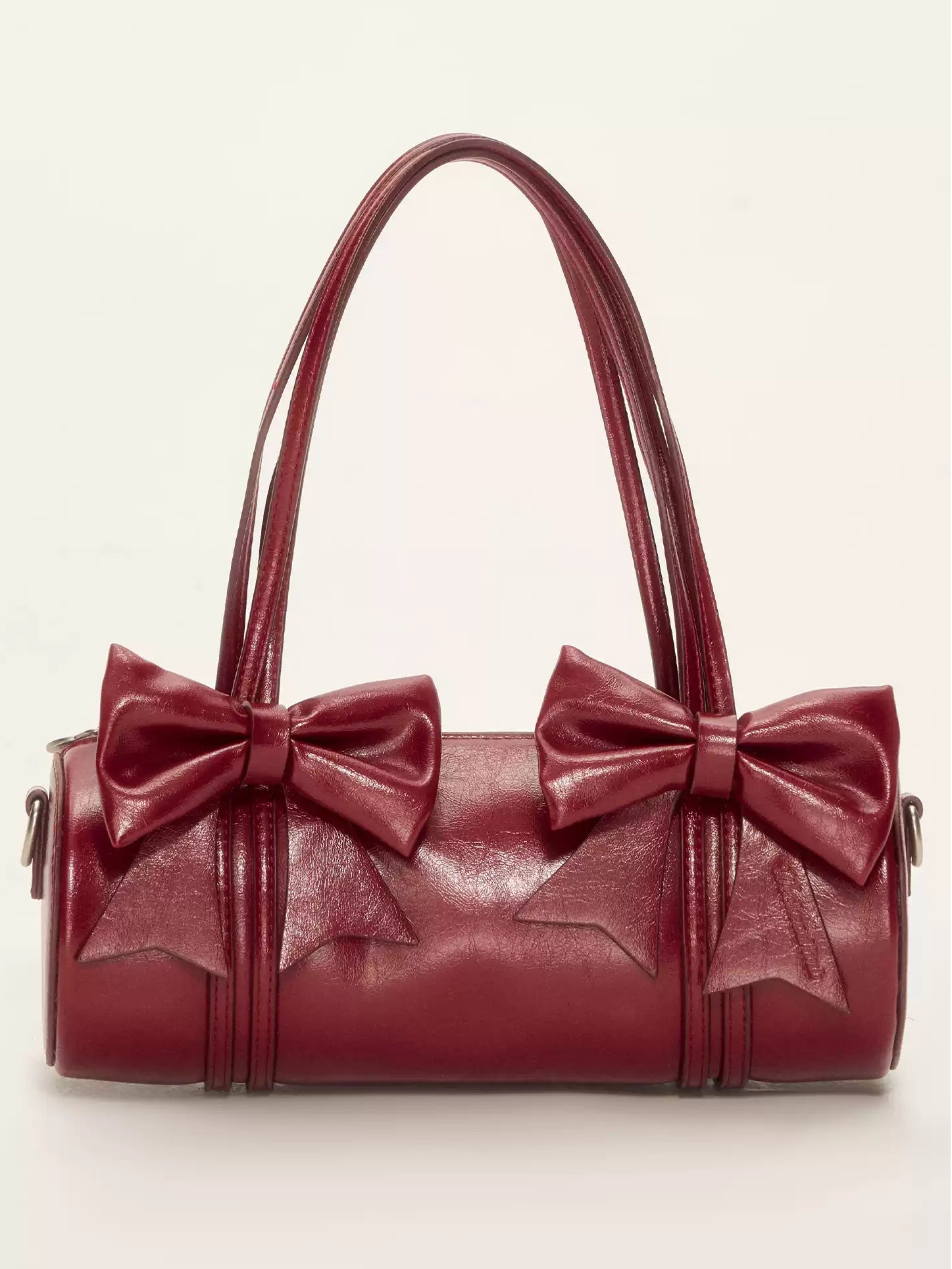 Double ribbon underarm shoulder bag in red