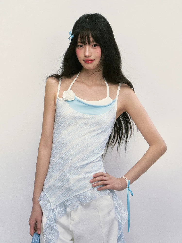 Irregular Lace Sleeveless Tank Top