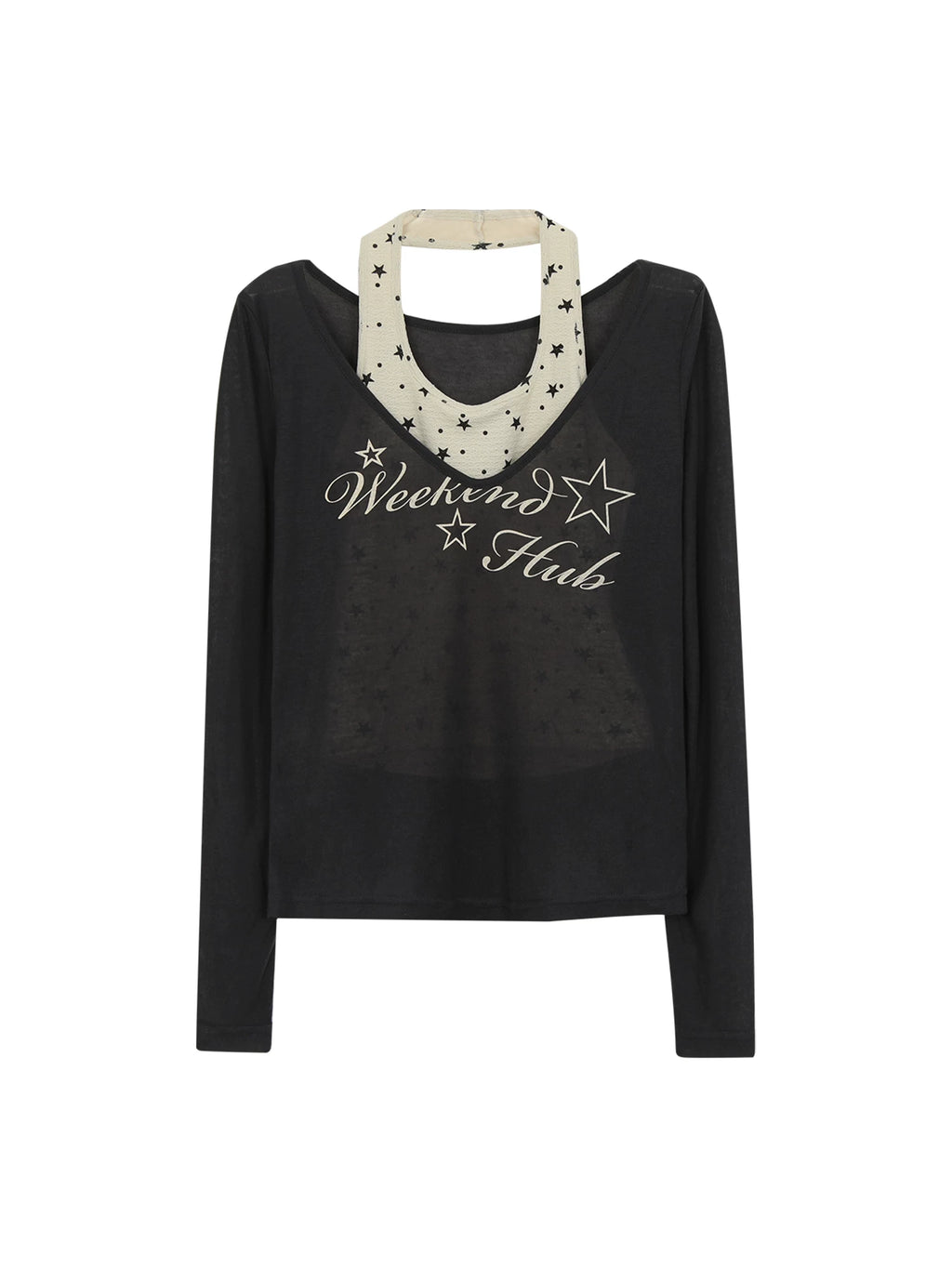 Sheer Long-Sleeve Blouse & Cami Set