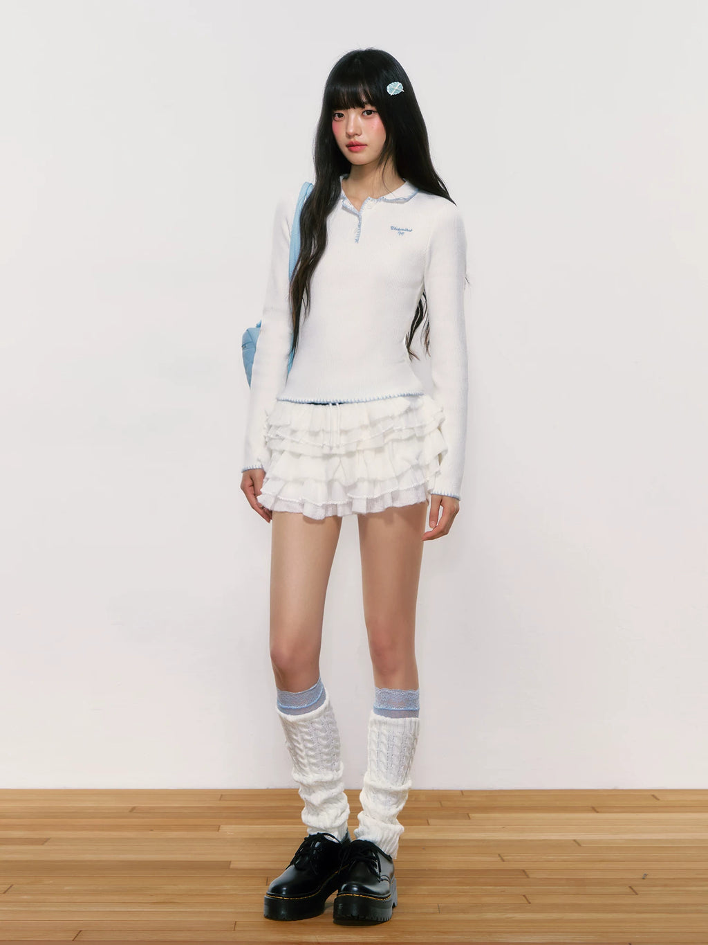 Color-Block Tiered Knit Mini Skirt