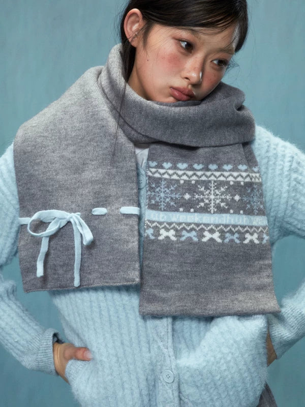 Soft Gray Cashmere Effect Korean-Style Scarf