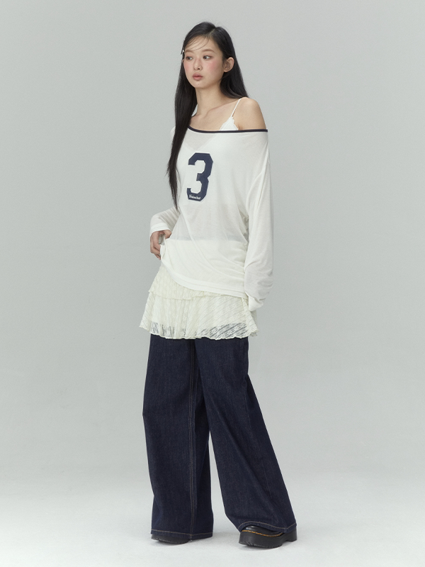 Sheer Off-the-Shoulder Blouse "3"