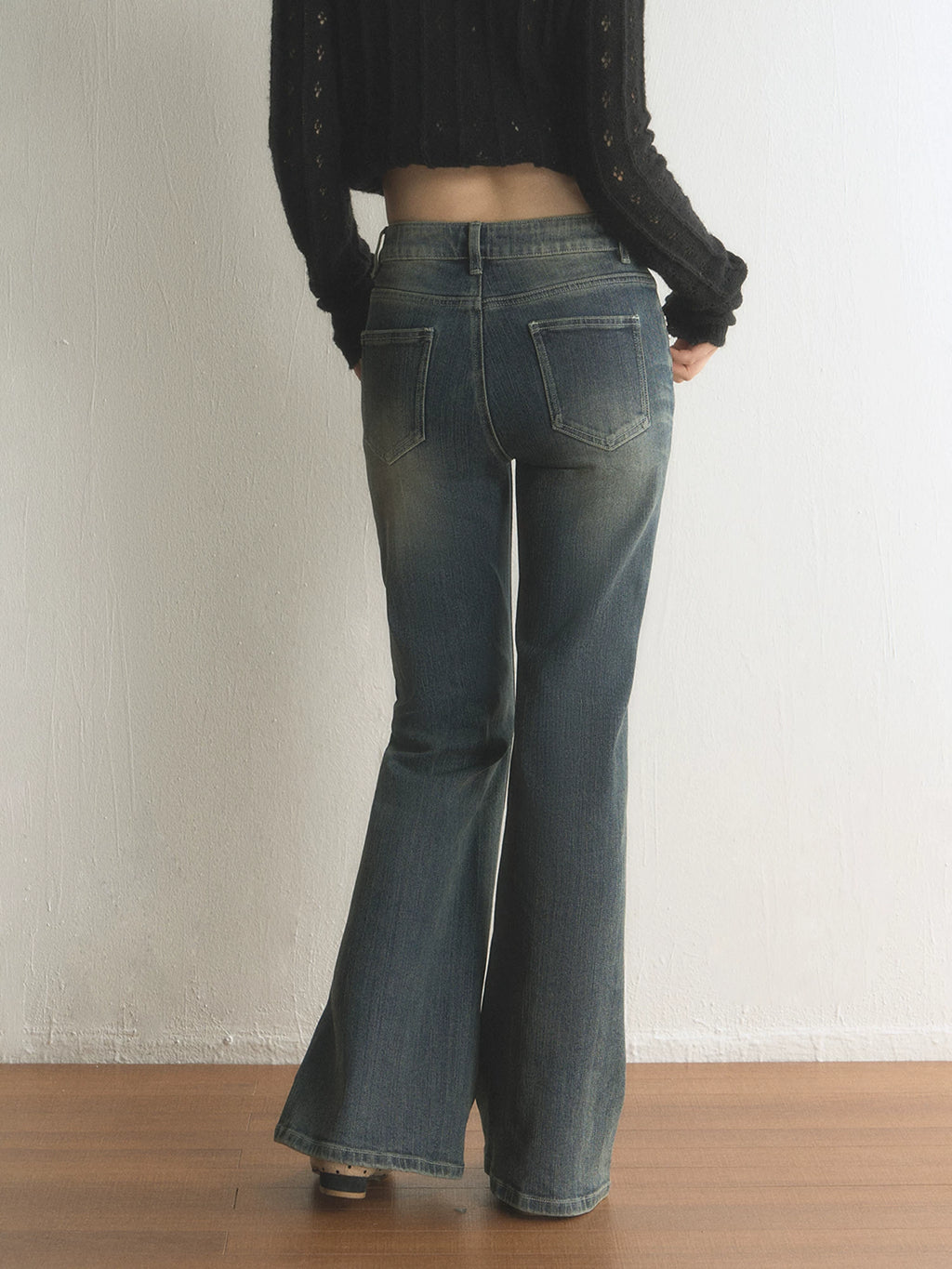 Retro Distressed Studded Star Bootcut Jeans