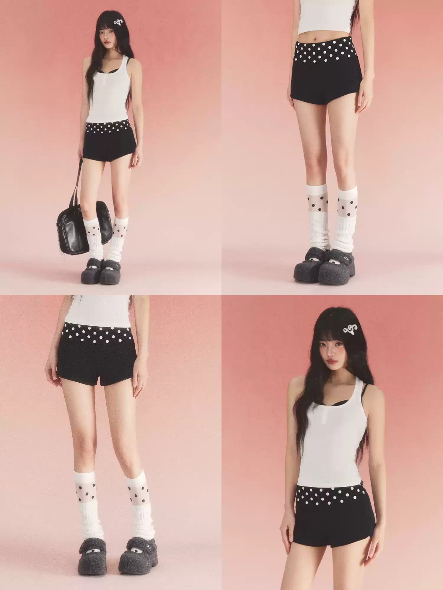 Vintage polka dot fold-over shorts