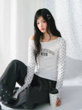 Star print one-shoulder long sleeve top