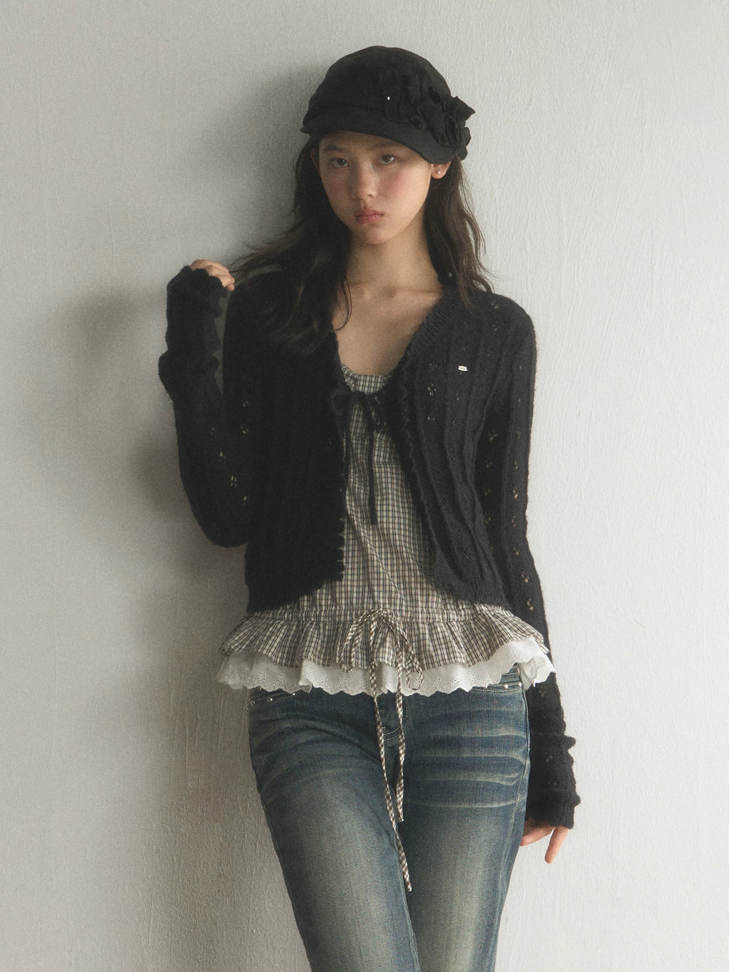 Plaid Ruffled Waist Check Cami Top