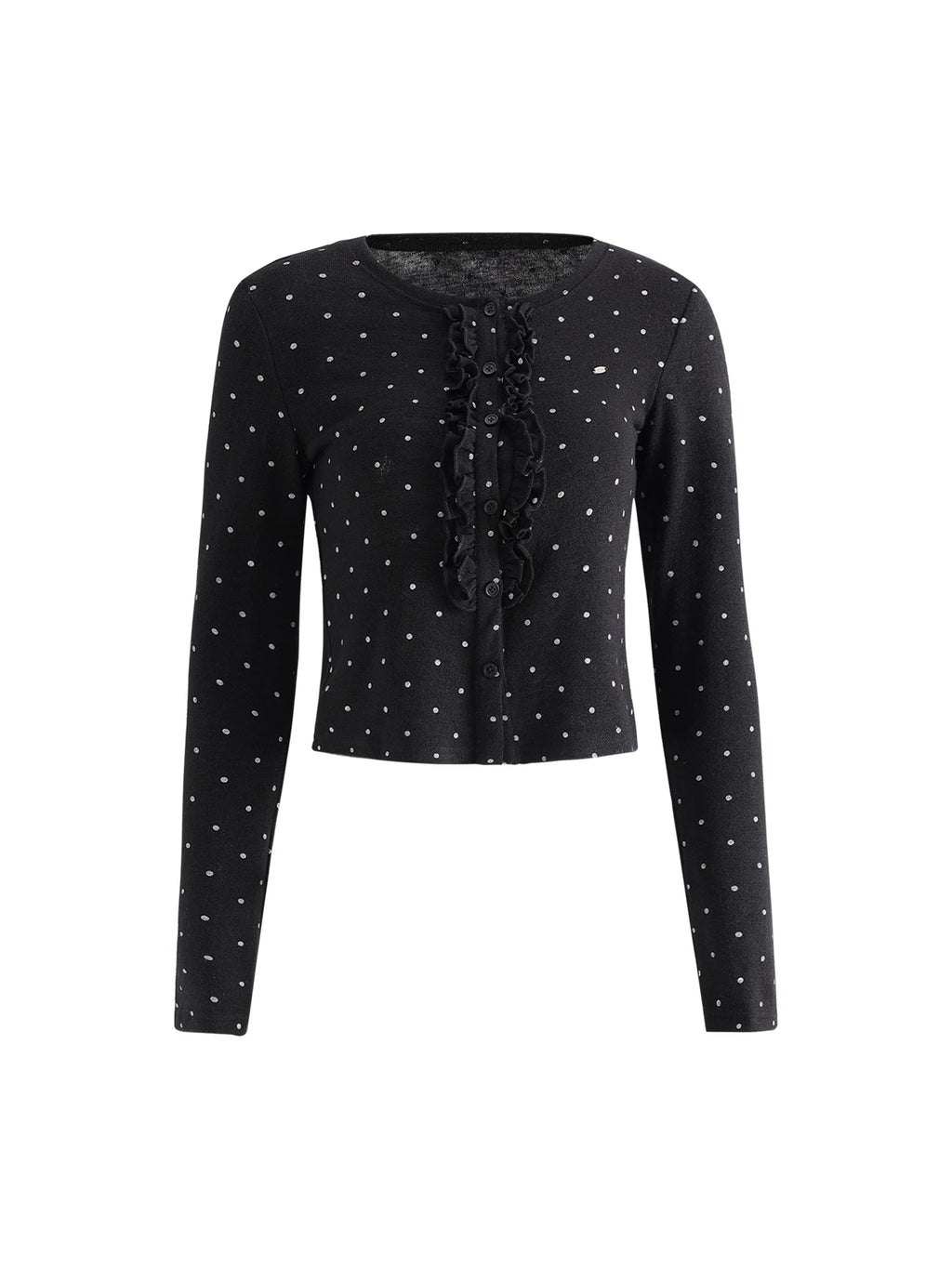 Polka Dot French-Style Lightweight Knit Cardigan