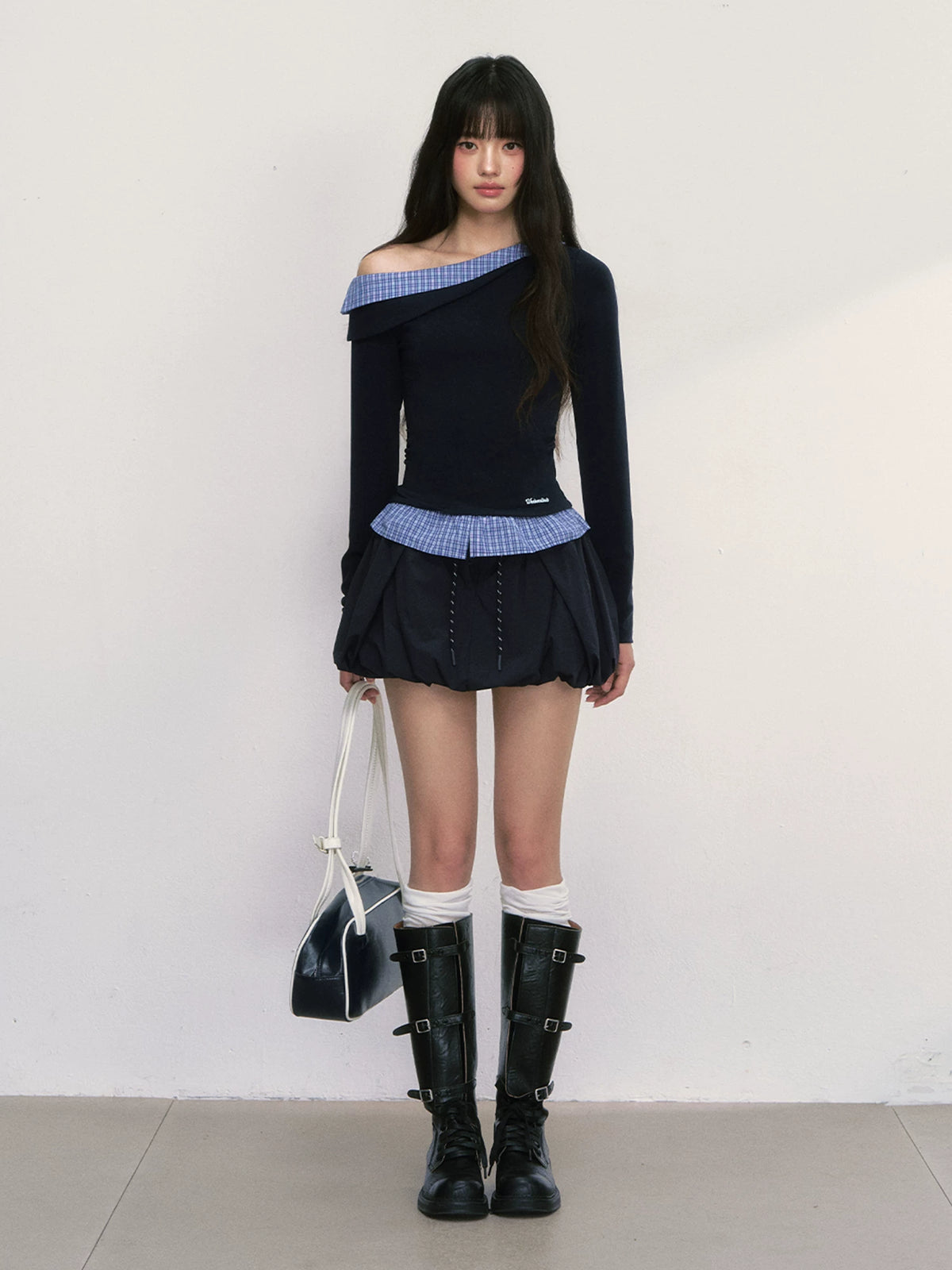 Off-The-Shoulder Fake Two-Piece Top Set