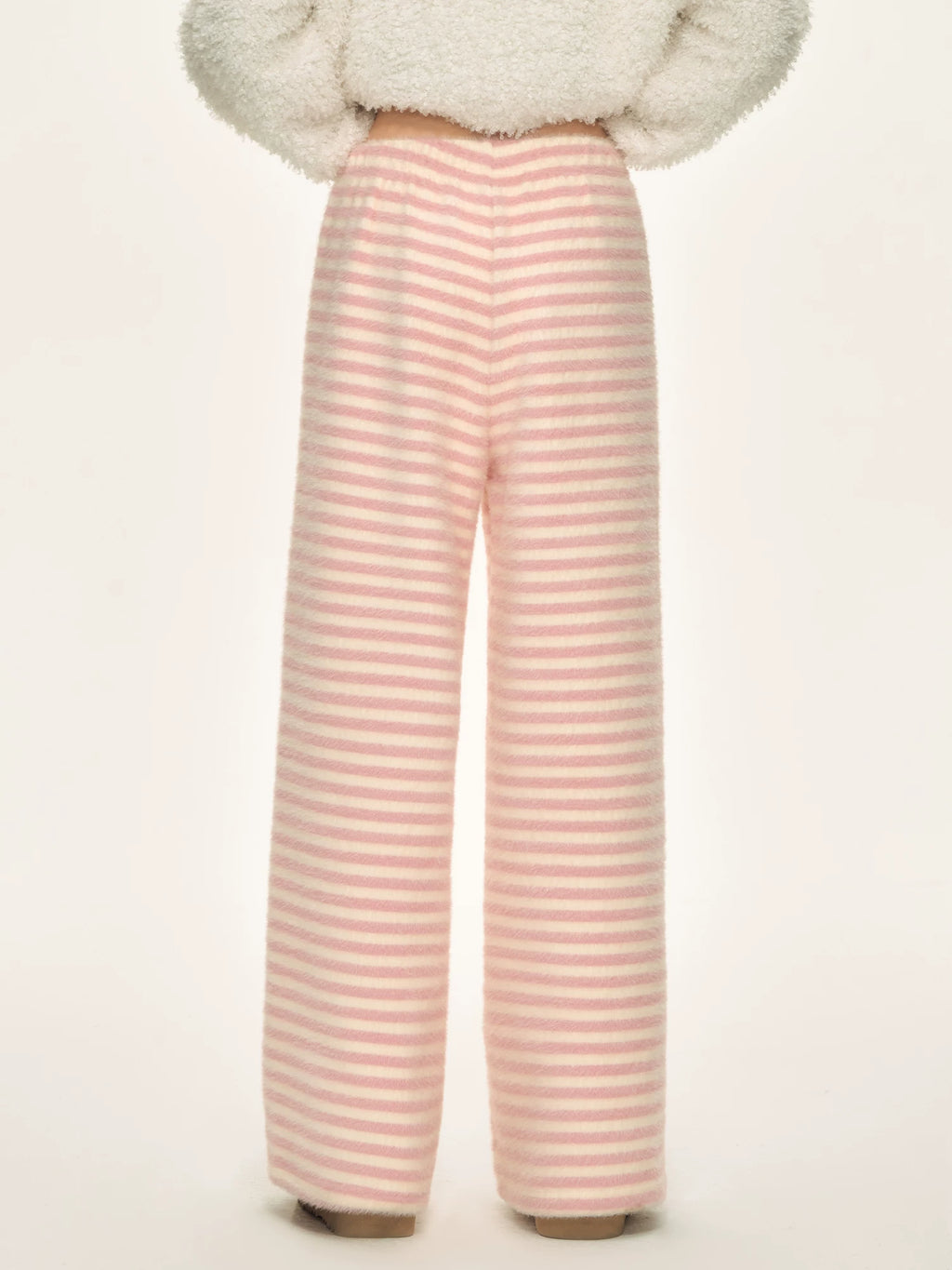 Pink Striped High-Waisted Wide-Leg Pants