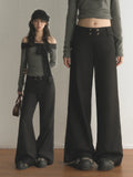 Retro High-Waisted Multi-Button Flared Pants