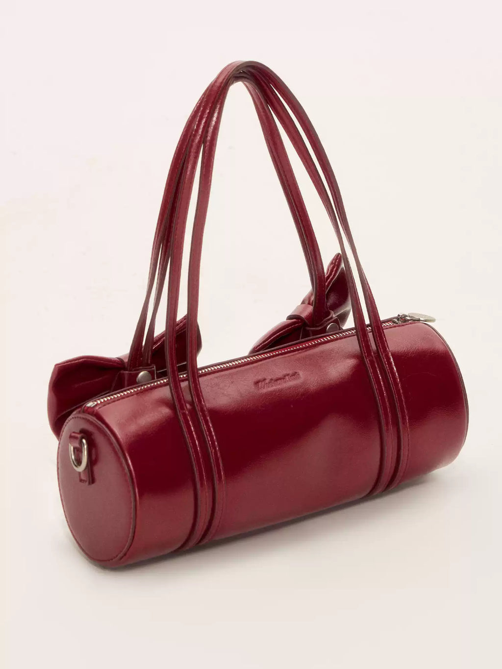 Double ribbon underarm shoulder bag in red