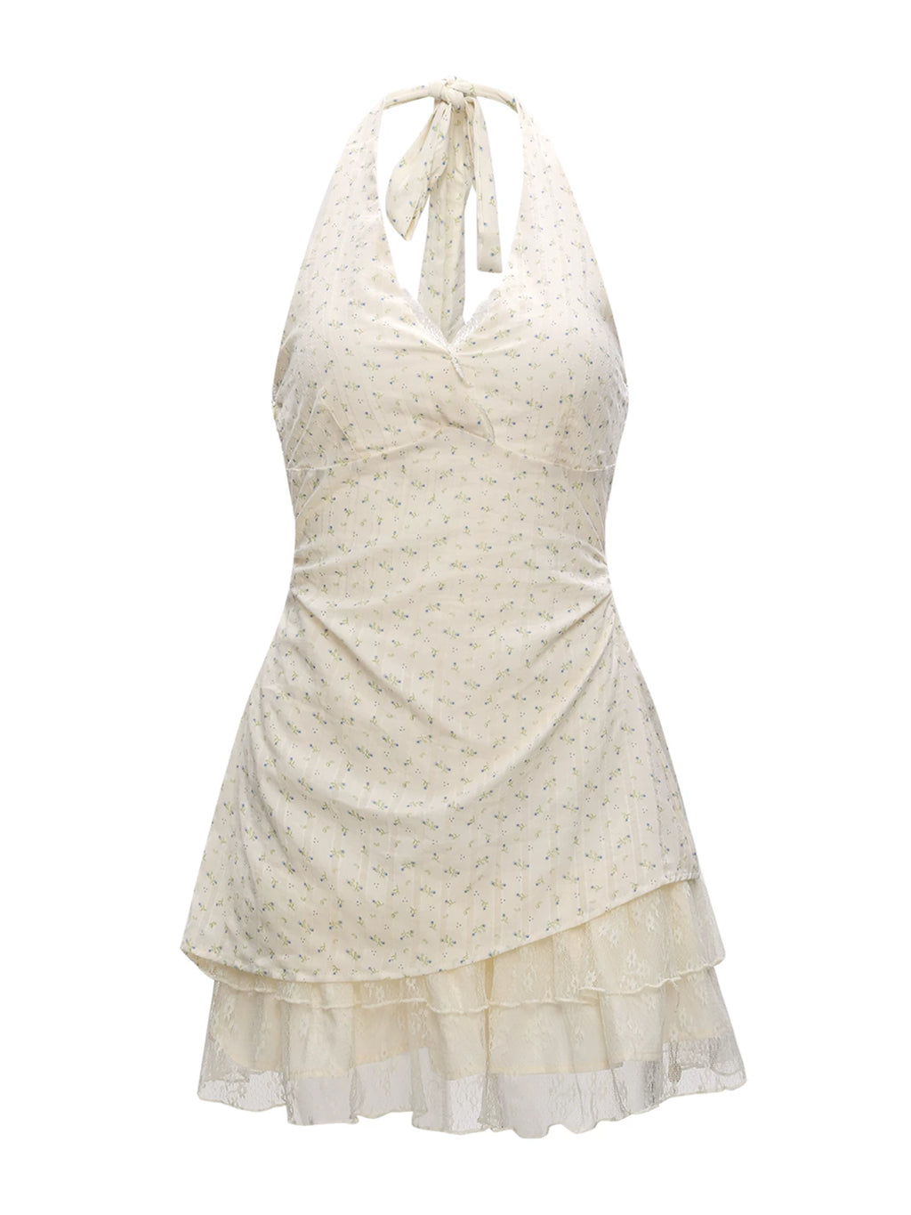 Slim-Fit Floral Halter Neck Summer Dress
