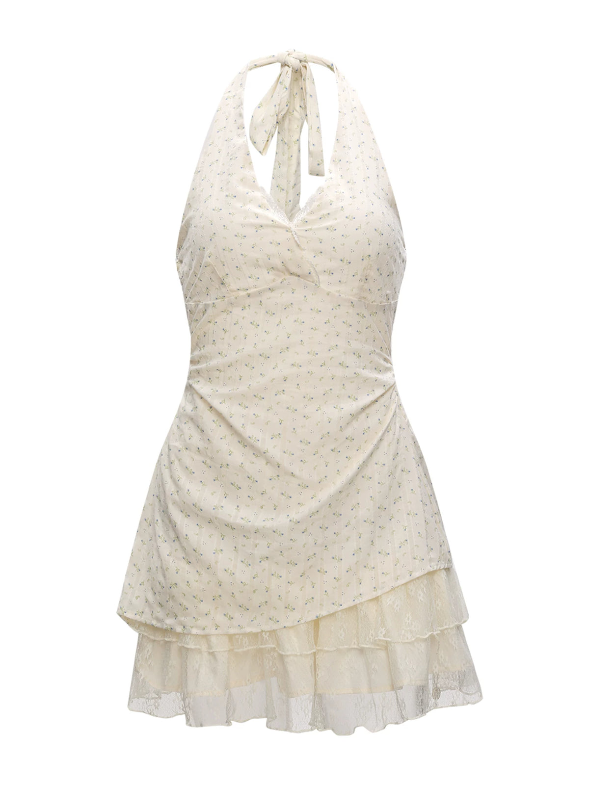 Slim-Fit Floral Halter Neck Summer Dress