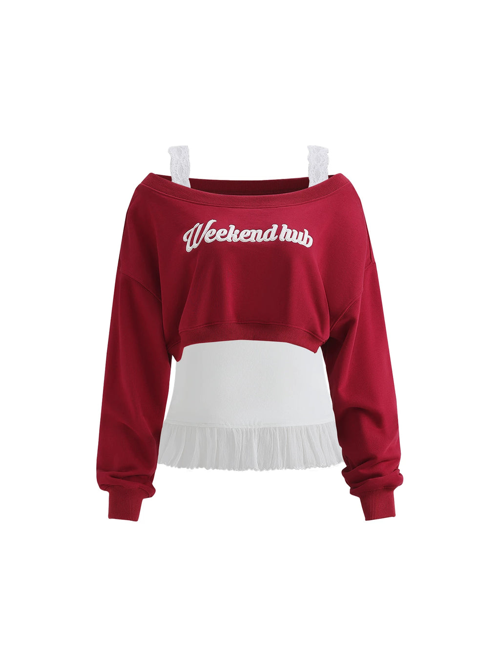 Crop Off-The-Shoulder Sweatshirt Two-Piece Set