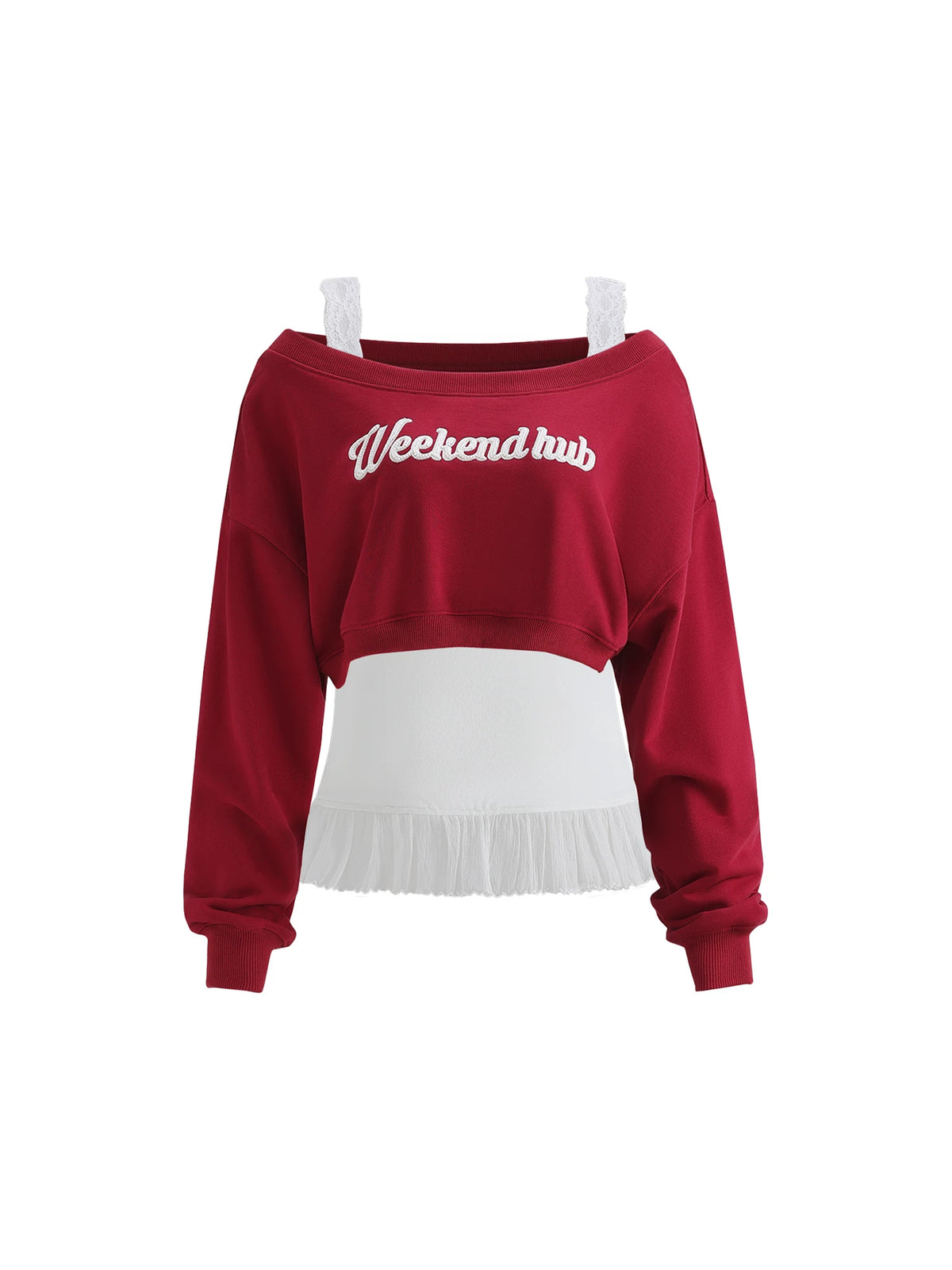 Crop Off-The-Shoulder Sweatshirt Two-Piece Set
