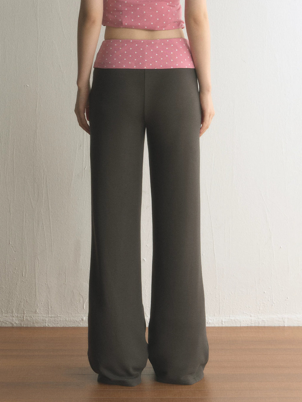 Color-Block Polka Dot High-Waisted Flared Pants