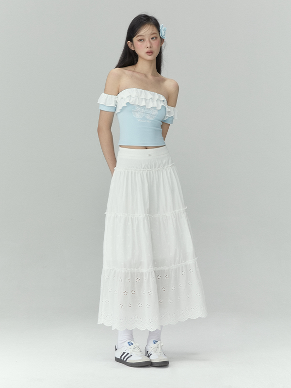 Off-the-Shoulder Slim-Fit Ruffle Top