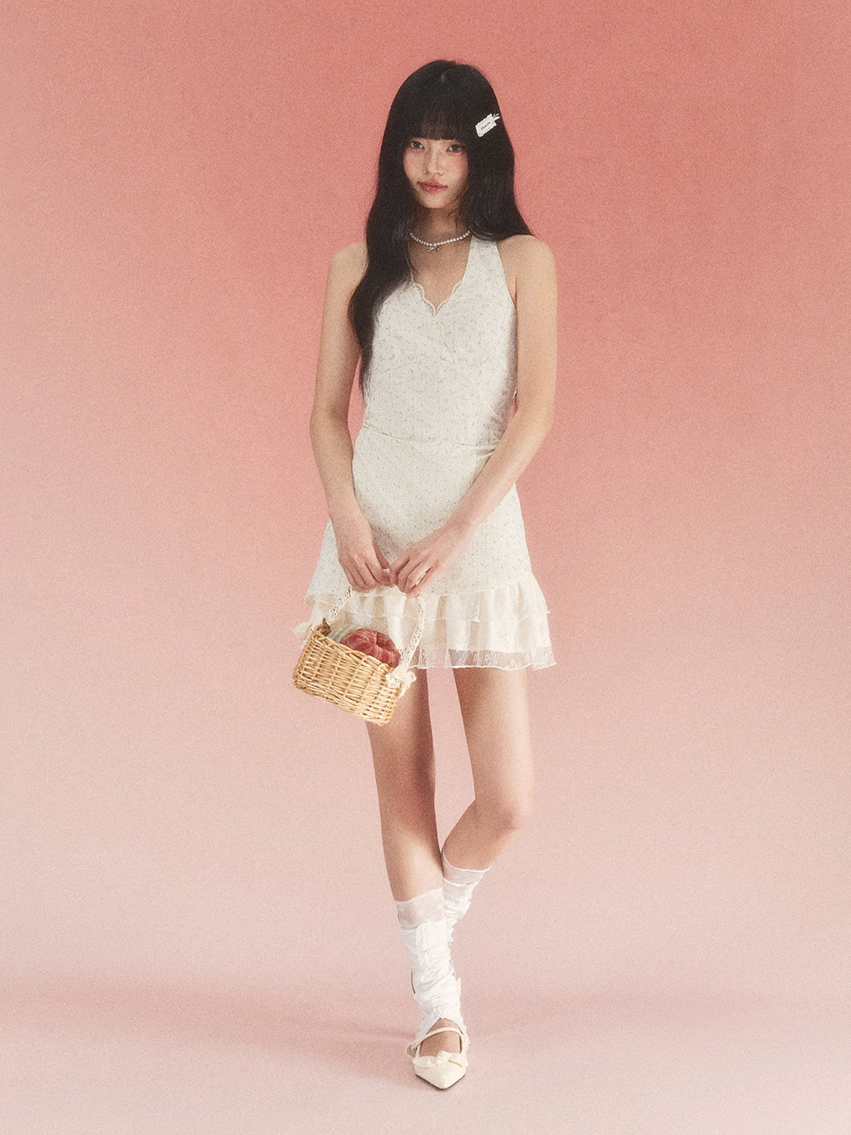 Slim-Fit Floral Halter Neck Summer Dress