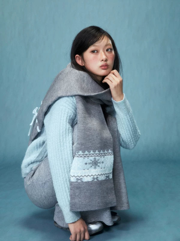 Soft Gray Cashmere Effect Korean-Style Scarf