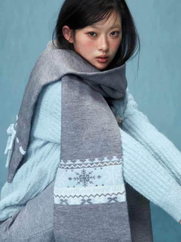 Soft Gray Cashmere Effect Korean-Style Scarf