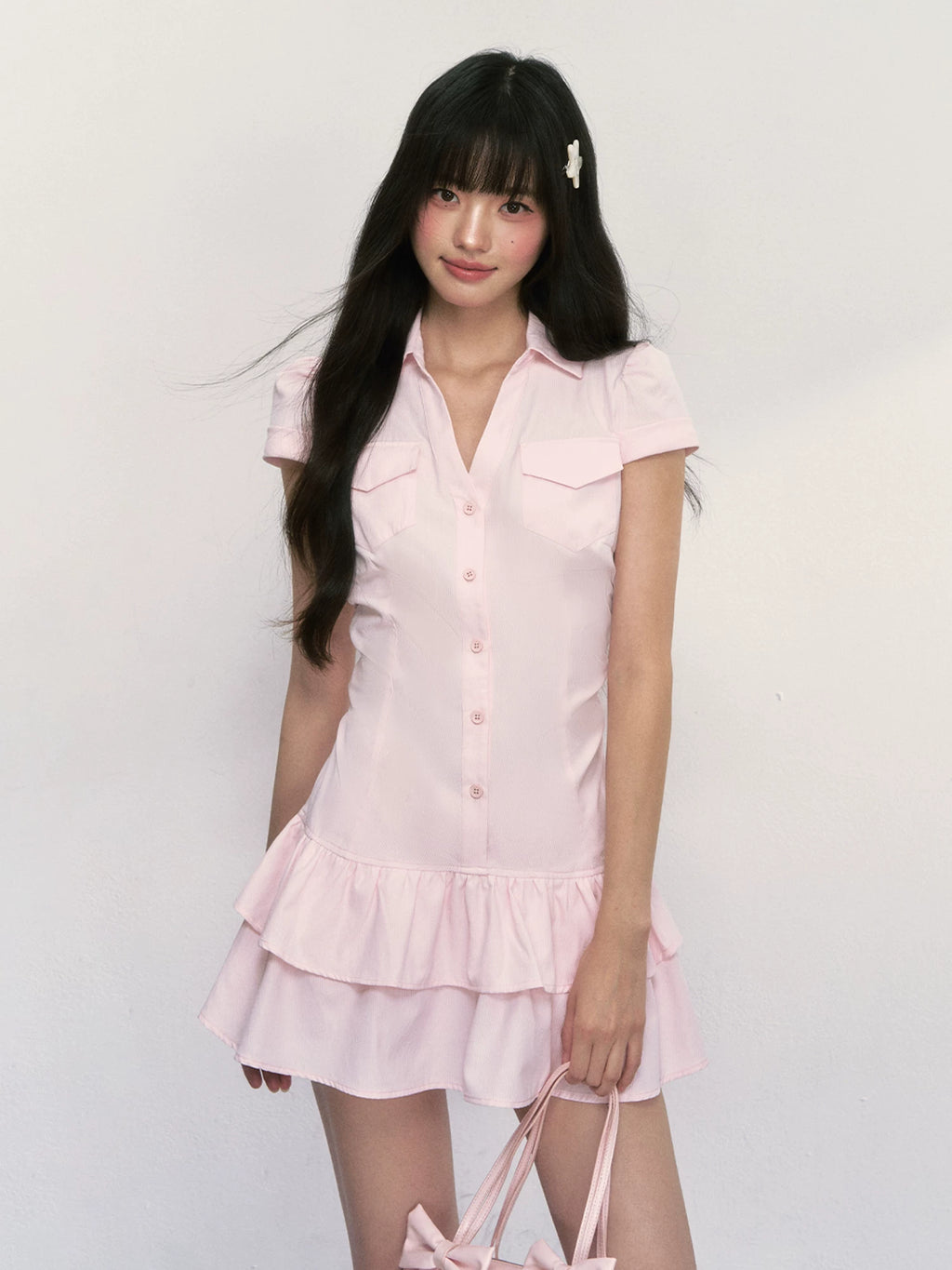 French Style Lapel Waist-Cinching Petite Dress
