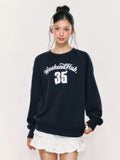 Letter Embroidered Crewneck Sweatshirt "35"
