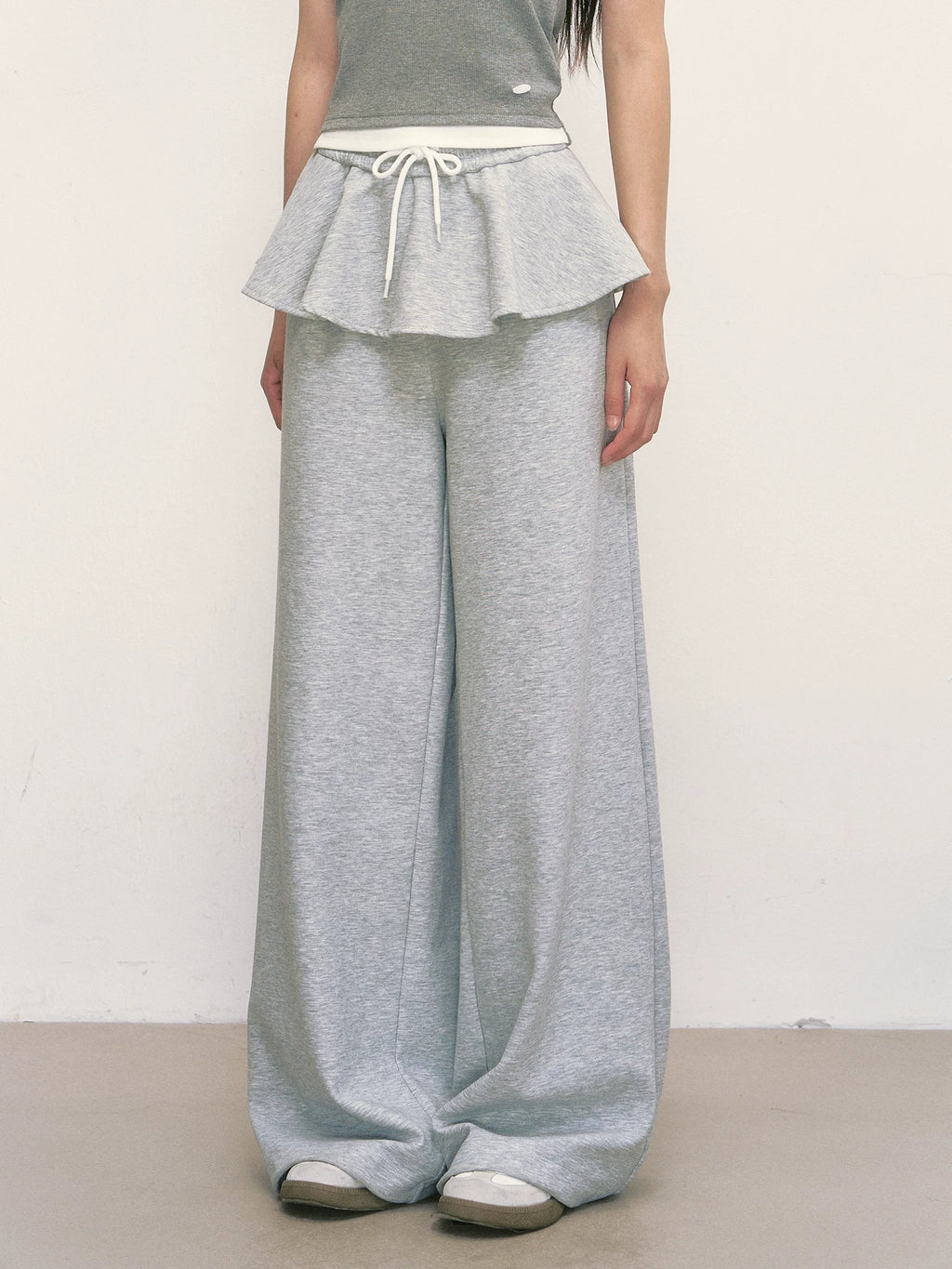 Layered Patchwork Wide-Leg Sweatpants