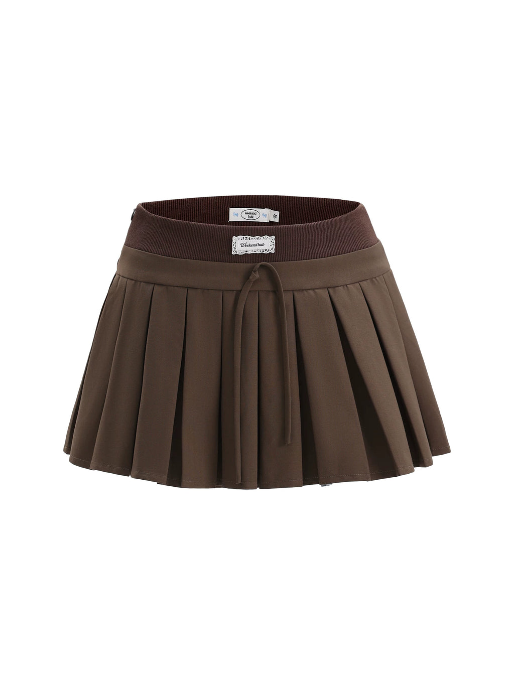 Brown Pleated A-Line Mini Skirt