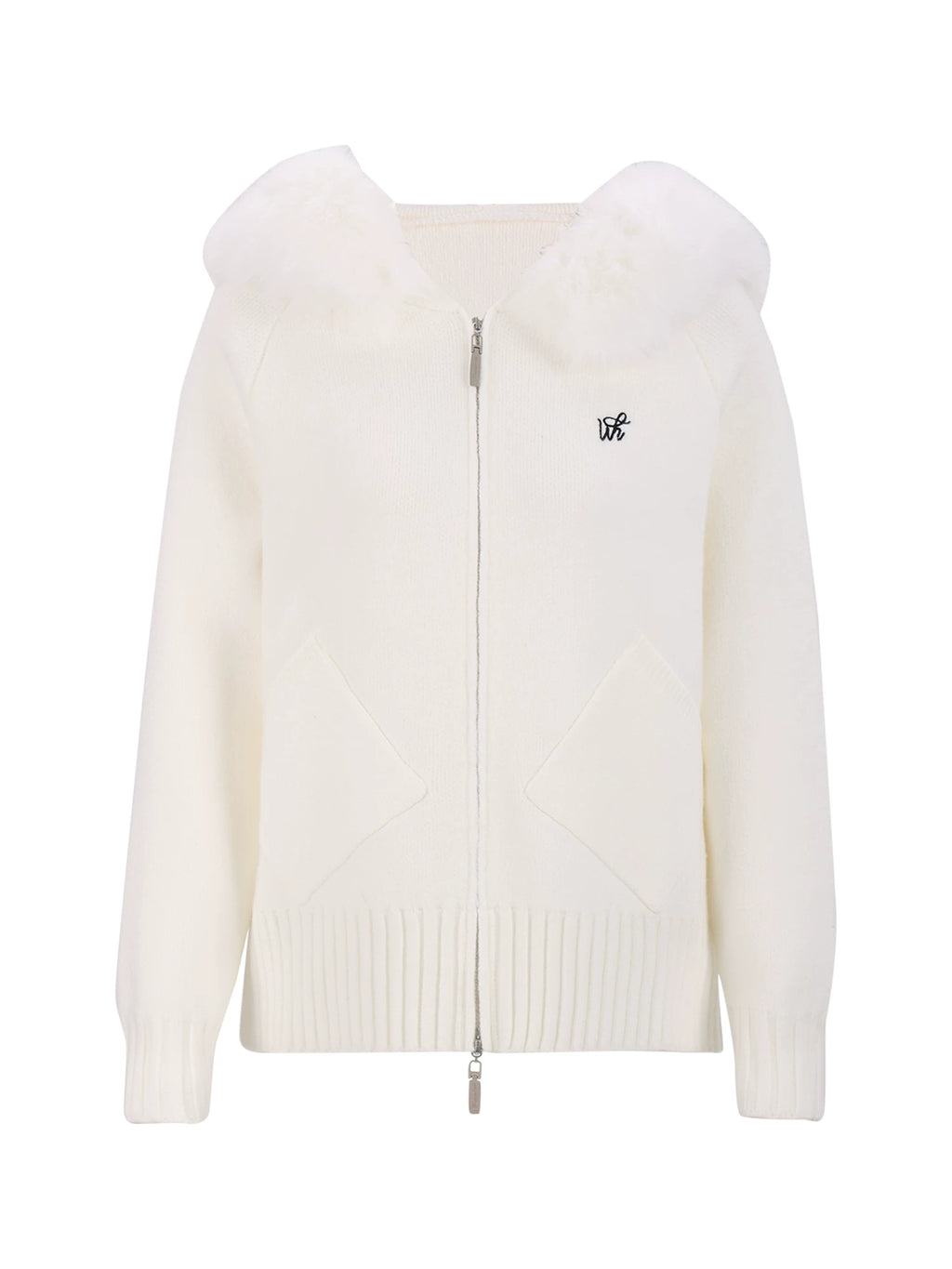 Hooded Fur Collar Knit Sweater Jacket