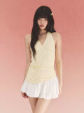 Polka dot halter neck dress in yellow